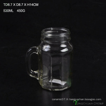 480ml Clear Strip with Handle Glass Mason Jars à vendre